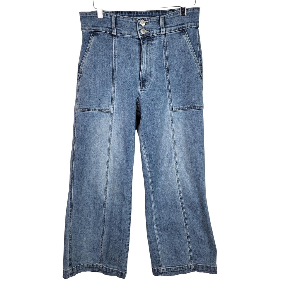 HUDSON Jeans Womens 8/29 Blue High Rise Wide Leg Crop Front Seam Denim Relaxed